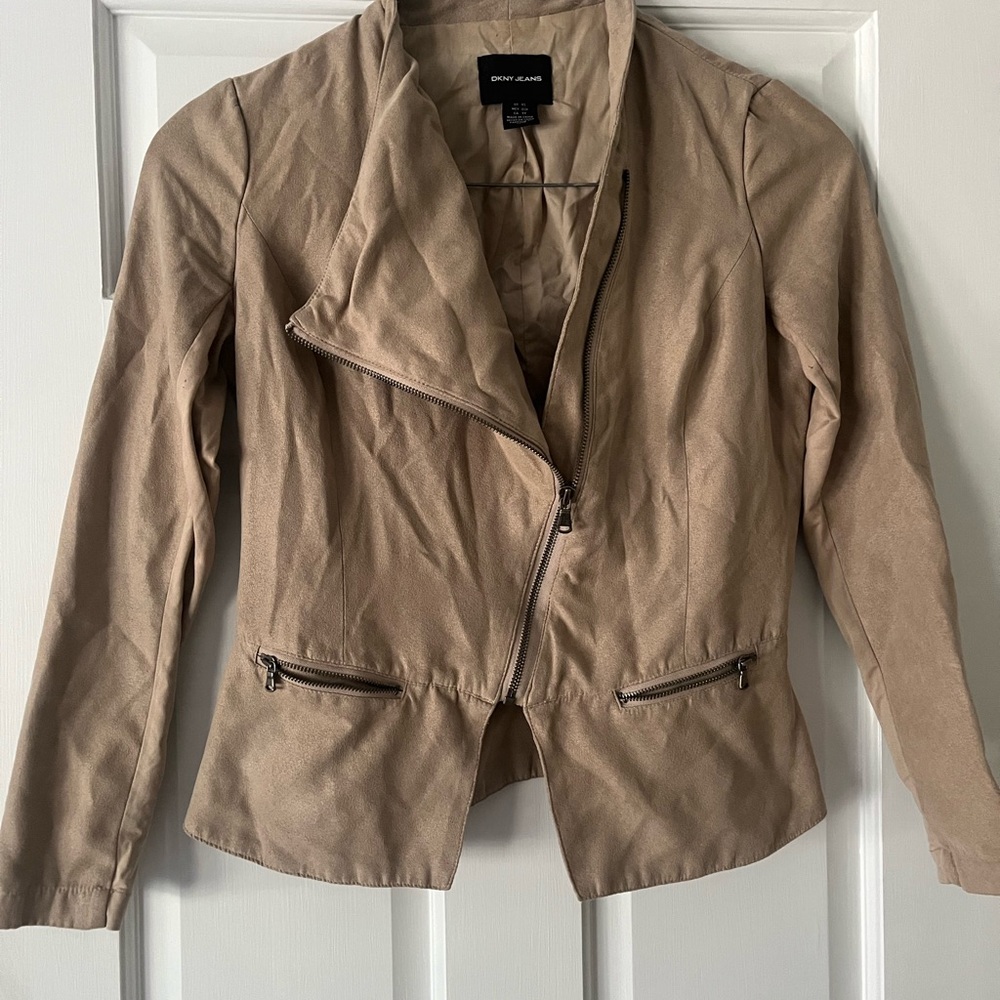 DKNY Tan Zip-Up Blazer